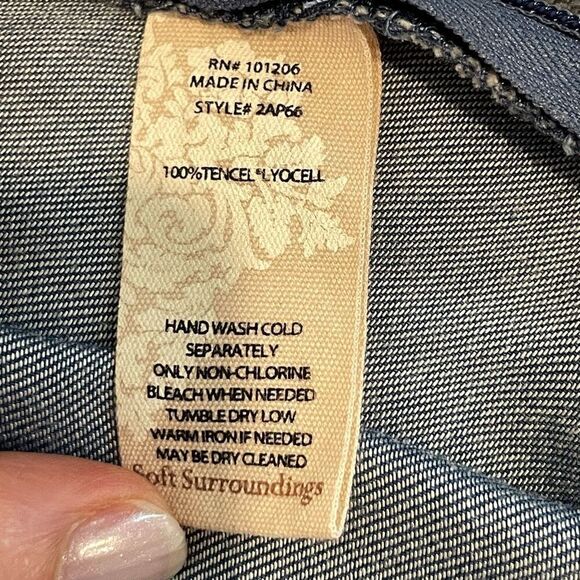 Soft Surroundings Blue Chambray V-Neck Culotte Jumpsuit Size L - Picture 7 of 8